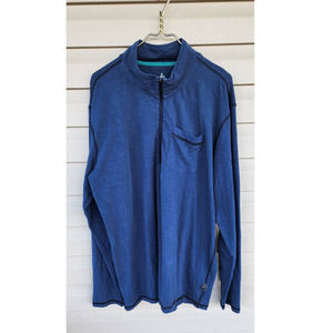 Men's prAna 1/4 Zip Blue Pullover Mock Neck‎ Sweatshirt XXL 2XL